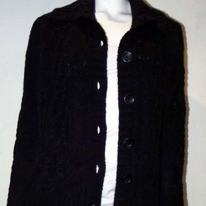 Cozy Knit Black Button Sweater/Cardigan Size Large